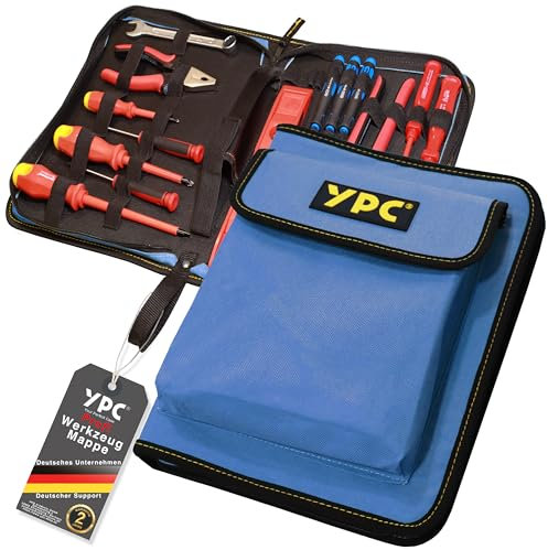 YPC ZipCaddy XL – Werkzeugmappe 31x23x5cm, Werkzeug Organizer mit großer Außentasche und 34 Halteschlaufen, Werkzeugtasche leer, Werkzeug Mappe, Maulschlüssel Tasche, Tool Case…