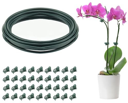 Biegbare und schneidbare Pflanzstäbe, grüne Orchideen-Blumenstiel-Stütze mit 800 Bändern für Monsteras, Geldbäume, Topfpflanzen, Bohnen, 4,8 m