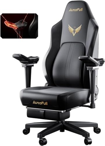 AutoFull M6 Elite Gaming Stuhl, Gaming-Stuhl Ergonomisch mit 6D-Armlehnen, Adaptive Lendenstütze & Hochelastischen Schaumstoff, Stuhl für Gaming, E-Sport, Schwarz