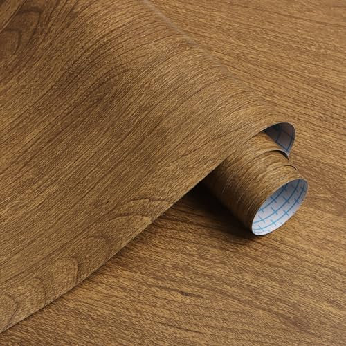 CiCiwind Peel and Stick Wallpaper Wood Effect Wallpaper 44×300CM Brown Wood Contact Paper Waterproof Sticky Back Plastic Self Adhesive Wallpaper Wood Vinyl Wrap for Wall Cabinets Table Decor