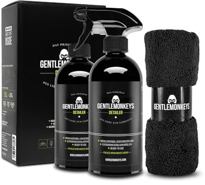 GENTLEMONKEYS Detailer Bundle (500ml Lackversiegelung + Mikrofasertuch + 500ml Refill) • Sprüh-Versiegelung für Glanz & Abperleffekt • Gegen Schmutz, Staub & Wasserflecken • Made in Germany