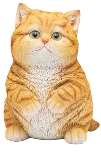 MFAOSHI Lustige Fette Katze Figur Realistische Modell für Balkon, Rasen, Haus, Wohnzimmer, Bücherregal, Schreibtisch Pflanzer Dekoration Tier Skulptur,Orange