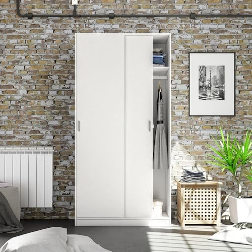möbelando Schwebetürenschrank >MAX< in Weiß - 100x200x50 (BxHxT)