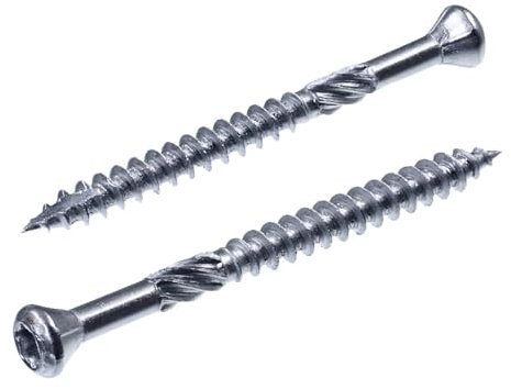 SECCARO 200 viti per terrazza a testa decorativa, 4,5 x 50 mm, in acciaio inox C1, viti per legno con punta tagliata e tacca di taglio, esagonali incassati