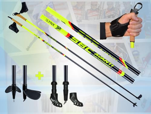 Sportlynx Avanti100% Carbon Langlaufstock Skating Rollski Skiroller Stöcke Nordic Blading Skike (Widia Spitze mit Gummipads) (170 cm)