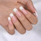 BTArtbox Press On Nails French Tip - Long Square French Tip False Nails, 30 Pcs Natural Soft Gel Fake Nail with Glue, Pink Stick on Nails for Women in 15 Sizes