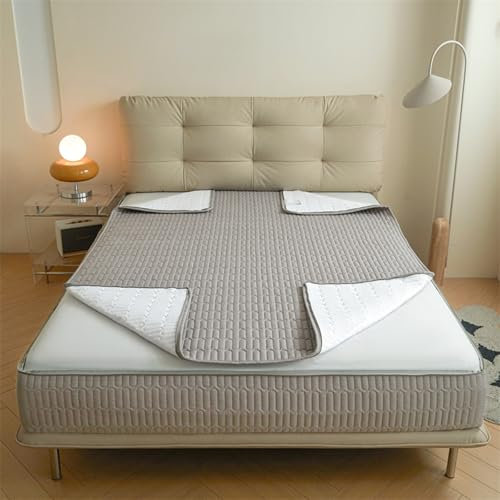 Housse de Matelas 90x190/200 Personnalisable Protege Matelas Integral Demenagement Housse Protection Matelas Matelassé à Cinq Côtés Couvre et Protège-matelas Lavable Draps Housses(70x190+21cm,Gray)