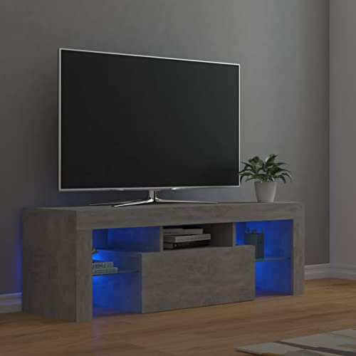 DYRJDJWIDHW Meuble TV LED, 180 cm, Gris béton, Moderne, Avec lumières LED, Assemblage nécessaire