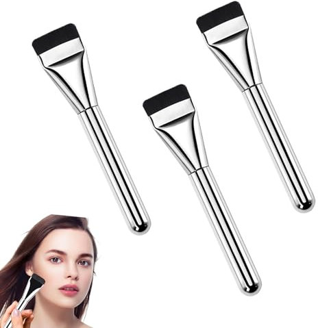 Lot de 3 Pinceaux de Fond de Teint Pinceau à Poudre Liquide Ultra Fin Pinceaux Plats pour Maquillage pour Estomper la Crème Liquide