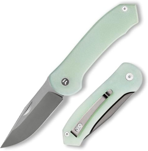 FUJUNI 7,25cm Coltello Tascabile, Coltello Pieghevole con Manico G10 e Lama in Acciaio VG10, Clip Da Tasca Per Trasporto Profondo, Coltelli Pieghevoli,Coltelli Da Tasca,Per Uomo Regalo,Verde Naturale