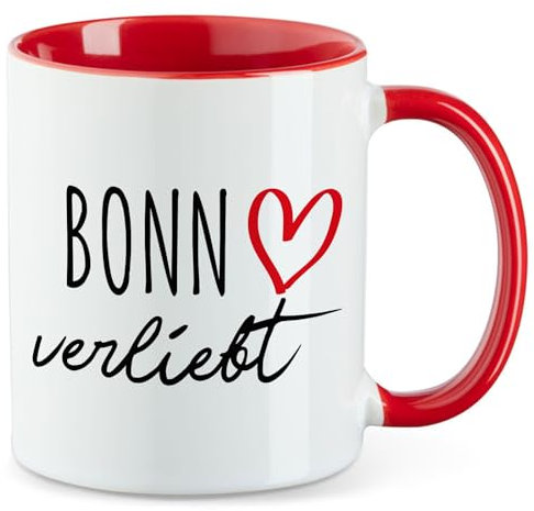 Huuraa Teetasse Bonn verliebt Geschenk 330ml Rot Bonn Präsent