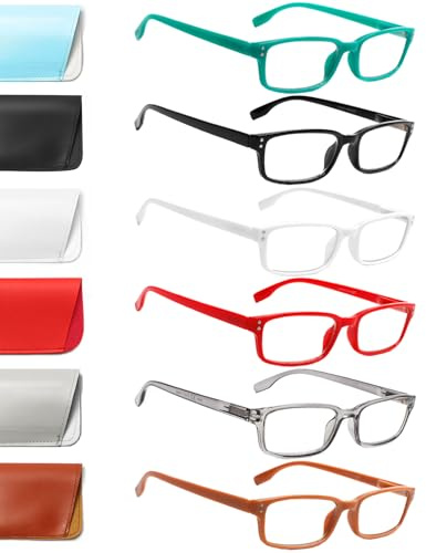 ZOECENT 6 Pack Lesebrille Herren Damen Blaulichtfilter Brille Federscharnier Computer Brillen Schwarz Lesebrillen (6 Farbe Mischen-2, 3.50, x)