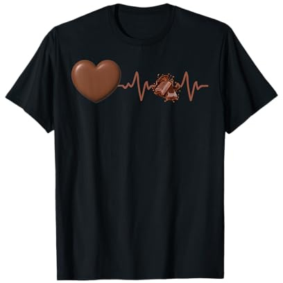 Chocolate Sweet Sugar I Love Chocolate Lover Cute Heartbeat T-Shirt