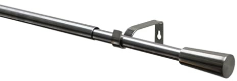 GARDINIA Gardinenstangen-Set Kos Cone, Ausziehbar, Komplettgarnitur inkl. Träger, Endstücke, Befestigungsmaterial, Länge 120-210 cm, Durchmesser 19/16 mm, Metall, Edelstahl-Optik