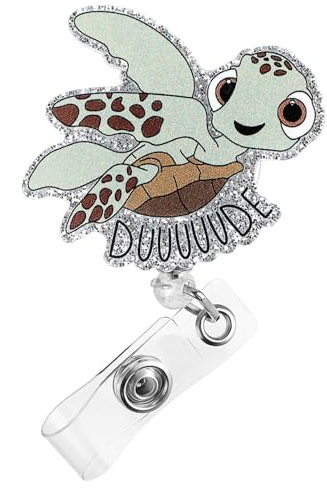 Gjinxi Enrouleur de Badge Amusant en Forme de Tortue pour Infirmière Médecin Travailleurs Médicaux et Étudiants en Soins Infirmiers Porte Nom avec Clip d'Identification avec Cordon Rétractable