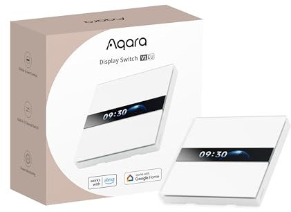 Aqara Display-Schalter V1 EU (4 Gang, 2 Kanäle mit Neutralleiter), mit LCD-Display, Unterstützt Apple Home, Alexa und Google Home, SmartThings über Matter Bridge, Erfordert Aqara Zigbee Hub