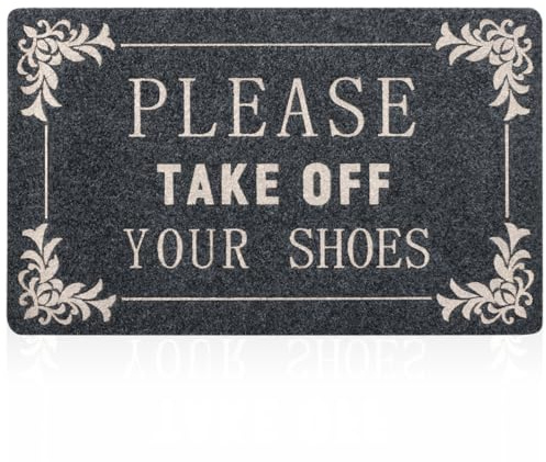 AOAOPQ Front Door Indoor Outdoor Entrance Doormat Grey Rubber Welcome Door Mat Please Take Off you shoes Doormat Anti Slip Easy to Clean Corridor Patio Entry Mat