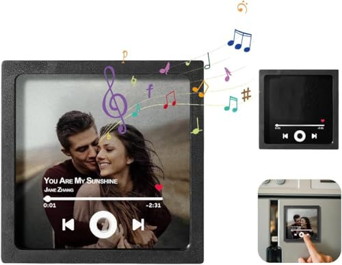 Personalisierter Kühlschrankmagnet mit Musik, Benutzerdefinierte Musik Kühlschrankmagnet mit Foto, Musik Magnet Kühlschrank, Selbst Gestalten Können Lieder Spielen für Musikliebhaber Paare (#04)