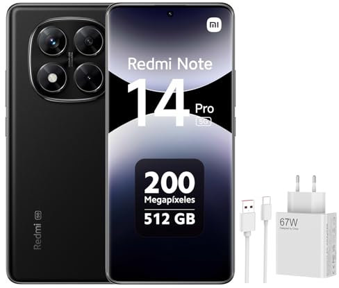 Xiaomi MC Redmi Note 14 Pro 5G/Xaiomi 67W HyperCharge Combo (Type-A) EU (schwarz Black, 12 GB RAM, 512 GB Speicher) | Weltpremiere MTK Dimensity 7025 Ultra | 2100 Nits Segmenthellstes 120-Hz-AMOLED
