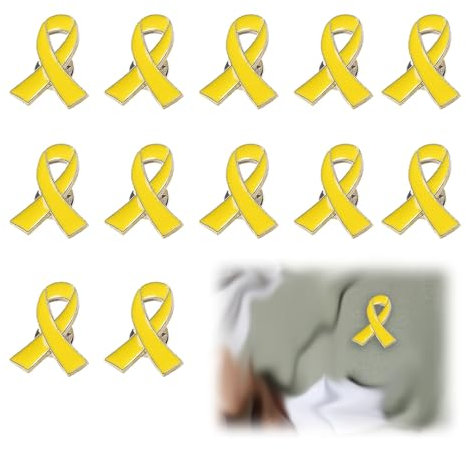 Yellow Ribbon Support Brooch – 12‑Pack Israel Hostages Hope Bring Them Home Pins for Awareness, Remembrance & Everyday Wear
