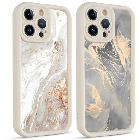 Coiwxmoi 2 Stück Handyhülle für iPhone 15 Pro Hülle, Aesthetic Marmor Muster Design Mädchen Frauen Schutzhülle, Silikon Stoßfest Cover Erhöhte Displayränder Y2K Case für iPhone 15Pro 6,1, Schwarz