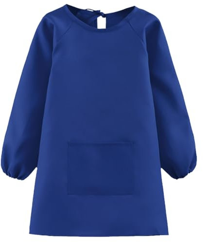 Augesak Malkittel Kinder 12-16 Jahre, Malschürze Kinder, Bastelschürze Kinder mit Ärmeln und Taschen, Kinderschürze Schule Jungen Mädchen für Basteln Malen Backen Kochen, Blau