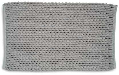 kela Badematte rutschfest 60 x 100 x 2 cm Marie, Badezimmerteppich grau, waschbar, recyceltes Polyester & Baumwolle, Badvorleger in Strickstruktur