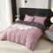 Nuoandy Housse de Couette 240x260 Coton Rose Parure de Lit 240x260 Coton Certifié Oeko-TEX Parure de Lit Adulte Respirant Housse Couette Gris avec Fermeture Éclair avec 2 Taie d'oreiller 65x65cm