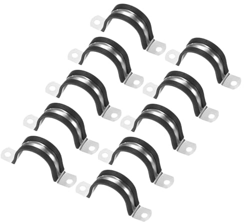 M METERXITY 10-Pack Cable Clamps, 1-1/2 Inch/ 38 mm 304 Stainless Steel Rubber Cushioned Insulated Cable Clamp U Shape Metal Holder for Tube/Wire/Pipe/Loop Installation