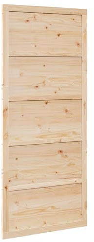 vidaXL Puerta tradicional de madera de pino macizo para salón o dormitorio 90 x 2.5 208cm acabado mate duradero requiere montaje textura interior suave estilo contemporáneo de entrada residencial