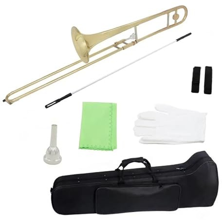 Beginner Bb Alto Trombone Gold Lacquer Cloth Gloves with Box Brass Instruments