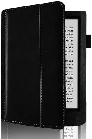 LOKLNEYK Étui pour Kobo Aura Edition 2 6 (modèle : N236), cuir PU, mise en veille/réveil automatique (noir)