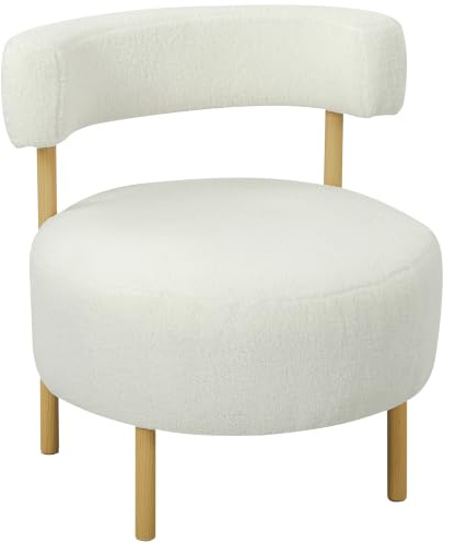 HOMCOM Sessel mit Sherpa-Fleece, Metallbeinen in Holzoptik in Cremeweiß | Loungesessel, Relaxsessel, Polstersessel, Lesesessel, Einzelsofa, für Wohnzimmer, Schlafzimmer