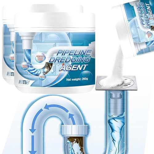 Powerful Pipe Dredging Agent for Kitchen and Toilet Pipe Lines, Keep Your Wash Basin and Toilet Unblocked, Rapid-Foaming Drain Cleaner, Fast-Acting Pipes Maintainer for Sink Bathtub Clogs (2)