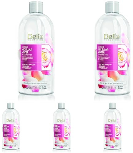 Delia Cosmetics - Beruhigendes Mizellarwasser - Gesichtsreinigung mit Rosenblütenextrakt & Allantoin - Saubere, weiche, frische & beruhigte Gesichtshaut - für trockene, dehydrierte Haut - 500ml