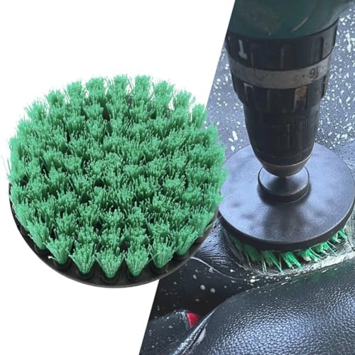 5 Inch Drill Brush - For Carpet Leather Upholstery Cleaning, Green Nylon Hard Bristle Electric Drill Attachment Tool - For Interior Hard to Reach Places