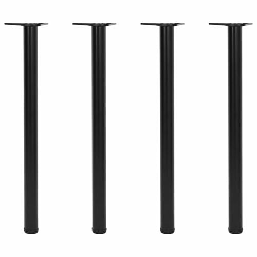 QJBSAVVA Lot de 4 Pieds de Table Réglables en Hauteur 870 mm Noir Mat, Pied de Plan de Travail en Fer Robustes de Diamètre 60 mm pour Bureau, Bar et Mange-Debout