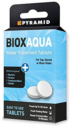 Pyramid Biox Aqua Chlorine Dioxide Water Treatment Tablets for Travellers Camping Backpackers - treats 30 litres