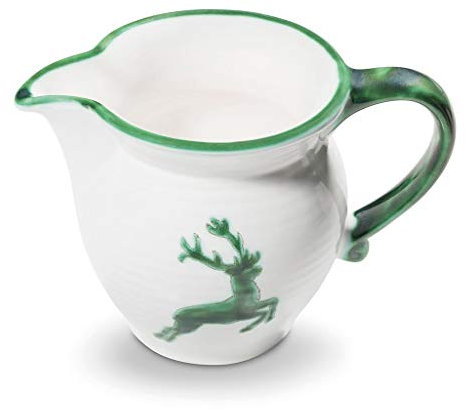 GMUNDNER KERAMIK Jarra de Leche Suave | Capacidad : 0.3 Litro | Ciervo Verde | Vajilla Hecha a Mano y con Amor en Austria