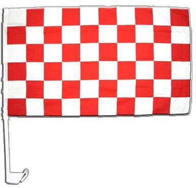 Flaggenfritze® Karo Rot-Weiß Autofahne 30 x 43 cm – Autoflagge für Motorsport, Events und Deko