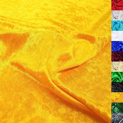 TOLKO 1m Pannesamt Stoff Meterware | glänzender Stretch Samt 145cm breit für Vorhänge Gardinen Bühne Kostüm Kleid Bekleidung | Pannesamt-Dekostoff | Stoffe zum Nähen Meterware Dekorieren (Gold Gelb)