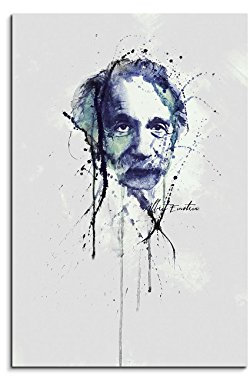 Paul Sinus Art Albert-Einstein_90x60cm Keilrahmenbild Kunstbild Aquarell Art Wandbild auf Leinwand fertig gerahmt Original Unikat