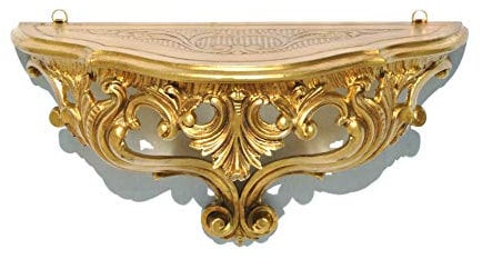 Consolle Mensola Ripiano Dorato Vintage Mobile Da Parete o Ingresso in Stile Barocco