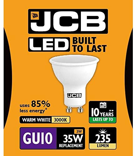 JCB 3w = 35w / 5w = 50w LED GU10 100deg 3000k (Warm) / 6500k (Daylight) (3w (35w), 3000k (Warm White))