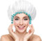 mikimini White Shower Cap for Women, Waterproof Reusable Hair Caps for Ladies and Girls, Medium Double-layered Washable Bath Caps for Thick Hair 2 Packs