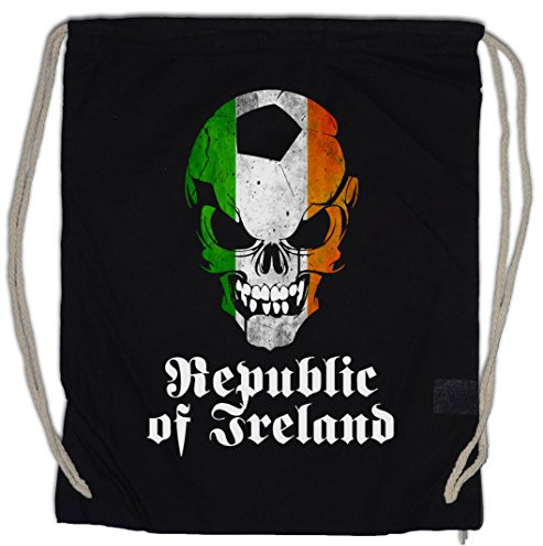 Urban Backwoods Black Classic Republic of Ireland Irish Football Soccer Skull Flag Turnbeutel Sporttasche