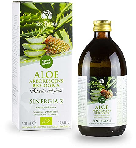 Teo Natura Sinergia 2 – Integratore e da Bere - Ricetta di Padre Zago (senza Alcool) con Aloe Arborescens e Miele Biologico - 500 ml (Confezione da 1)