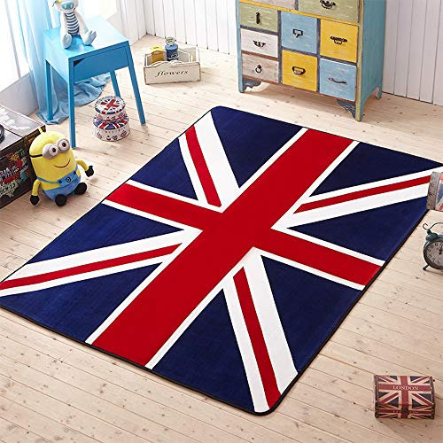 Lily&her Friends-American Style Union Jack UK bandiera britannica zerbino antiscivolo in velluto cristallo pavimento tappetino per divano, soggiorno, camera da letto, cucina, decorazione(80 x 160 cm)