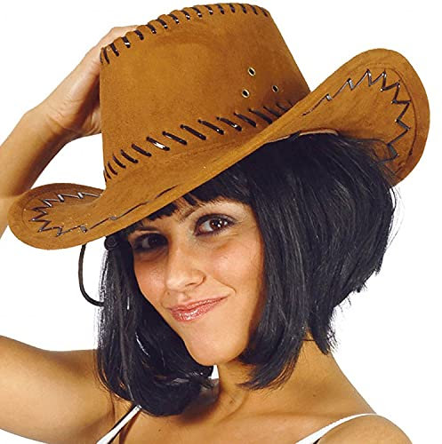 Unisex Cowboyhut braun für Damen & Herren Onesize 58 cm in Wildleder-Optik Kostüm-Zubehör
