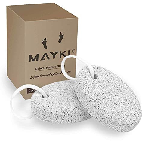 Pumice Stone 2Pcs, Natural Lava Pumice Stone for Feet/Hands/Body, White Calluse Remover/Foot Scrubber Stone for Dead/Hard Skin, Foot File for Men/Women by MAYKI